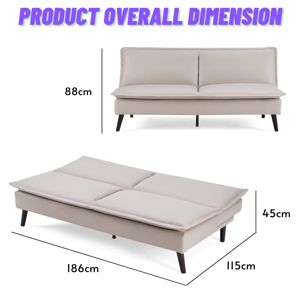 180CM 3 Seater Pet Friendly Light Brown Sofa Bed