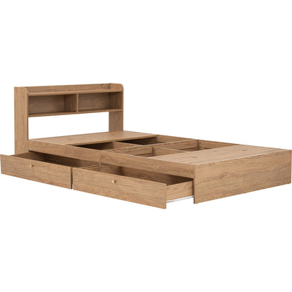 2 Drawers Storage Oak Super Single Bed