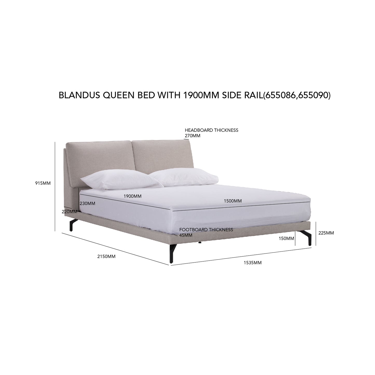 Queen Size Beige Bed Frame