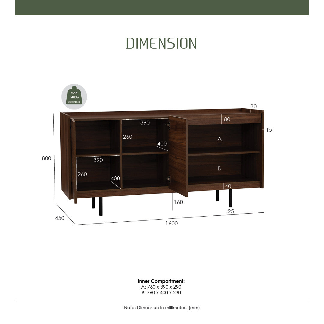 1.6M Walnut Sideboard