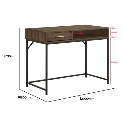 Walnut Study Desk With 1 Drawer