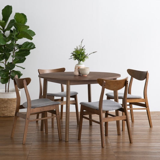 Cocoa Melamine Top 4 Seater Round Dining Set