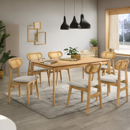 6 Seater Dining Set-Natural