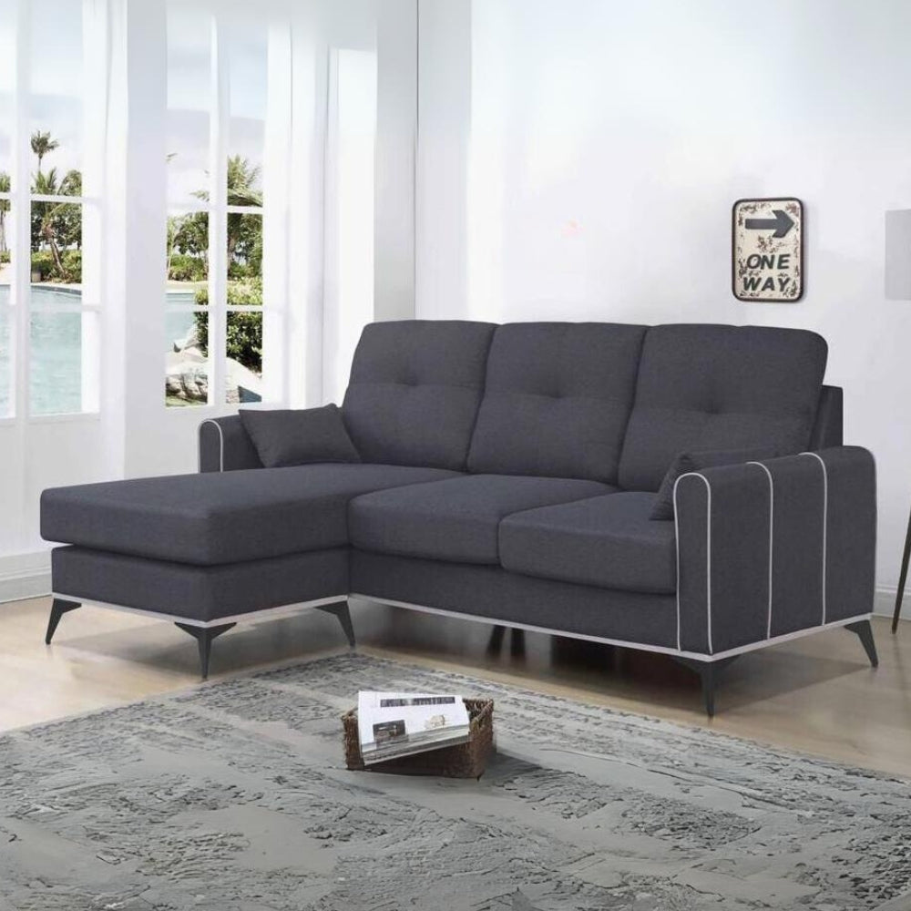 3 Seater Grey L-Shaped Sofa