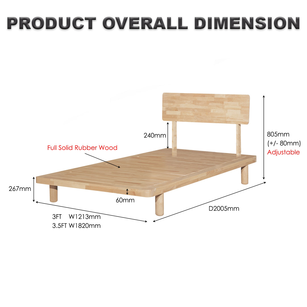 Full Solid Wood Super Single Size Bed Frame