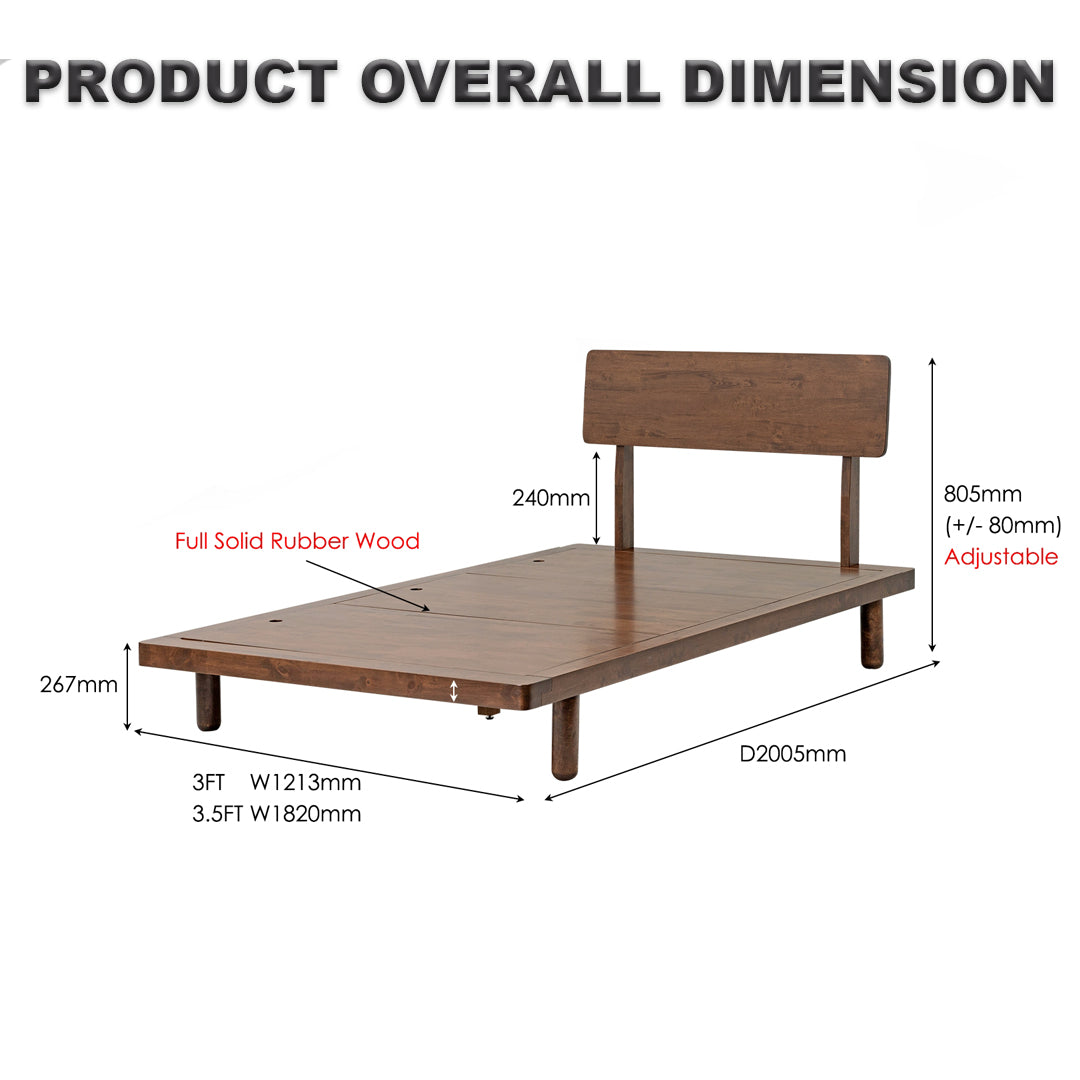 Full Solid Wood Super Single Size Bed Frame