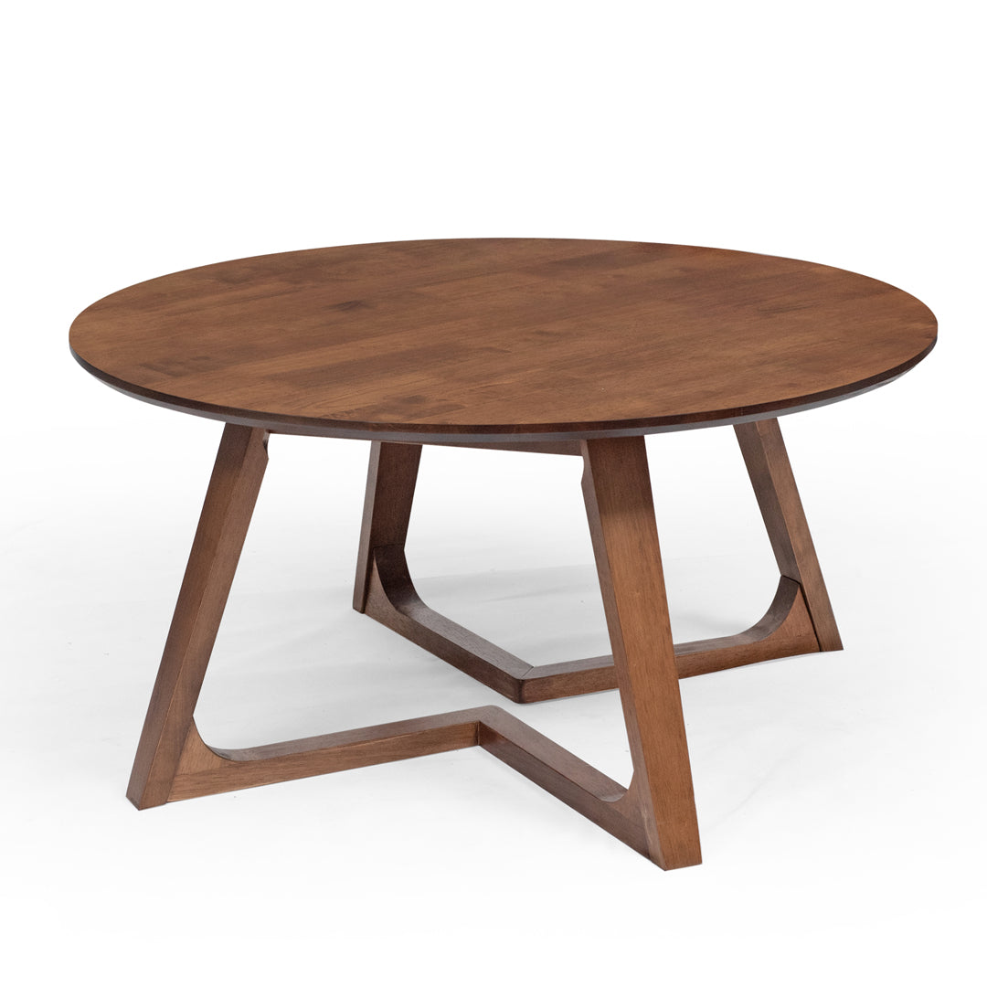 D90CM Solid Wood Round Walnut Coffee Table