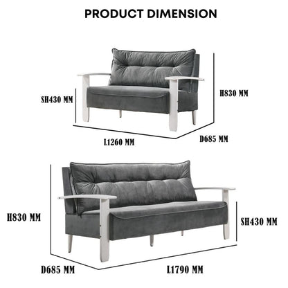 2+3 Seater Muji Style Solid Rubberwood Sofa Set