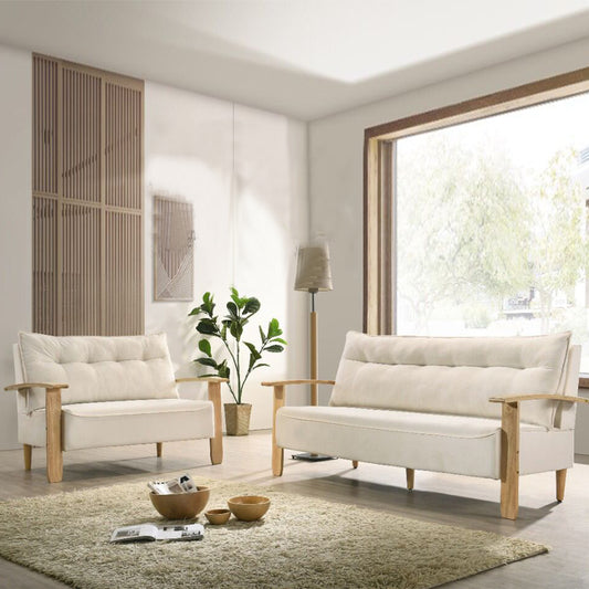 2+3 Seater Muji Style Solid Rubberwood Sofa Set